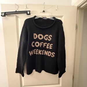 Wooden Ships Black Crew Neck Sweater with Graphic Text